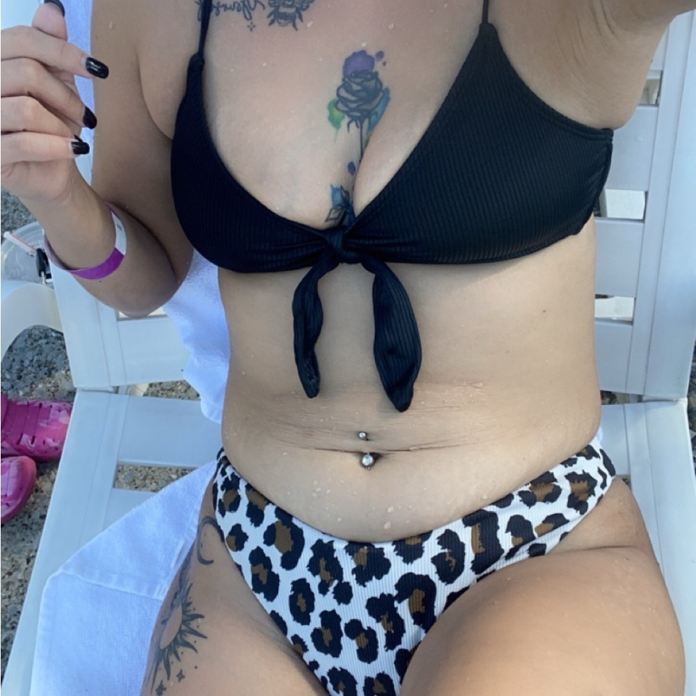 Black and Leopard Print Bikini Set